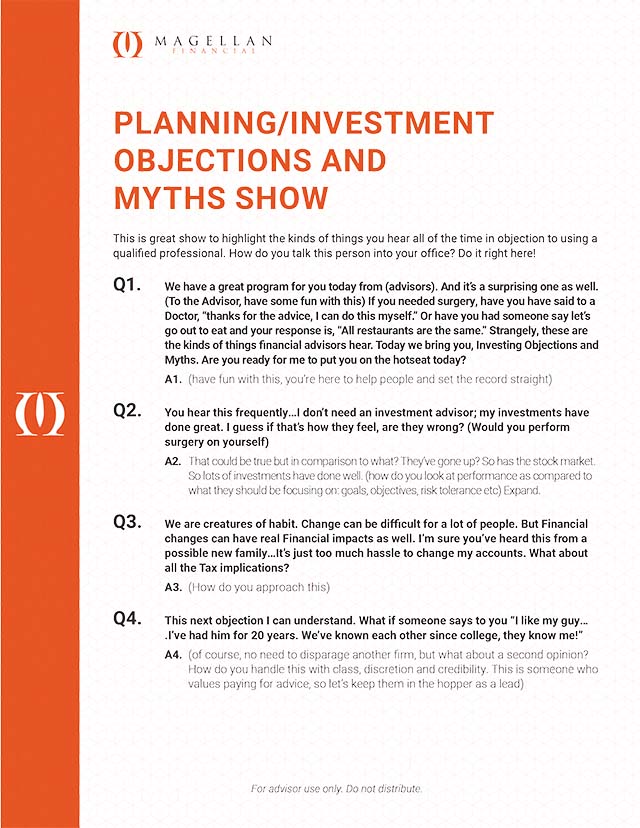 Planning/Investment Objections And Myths Show